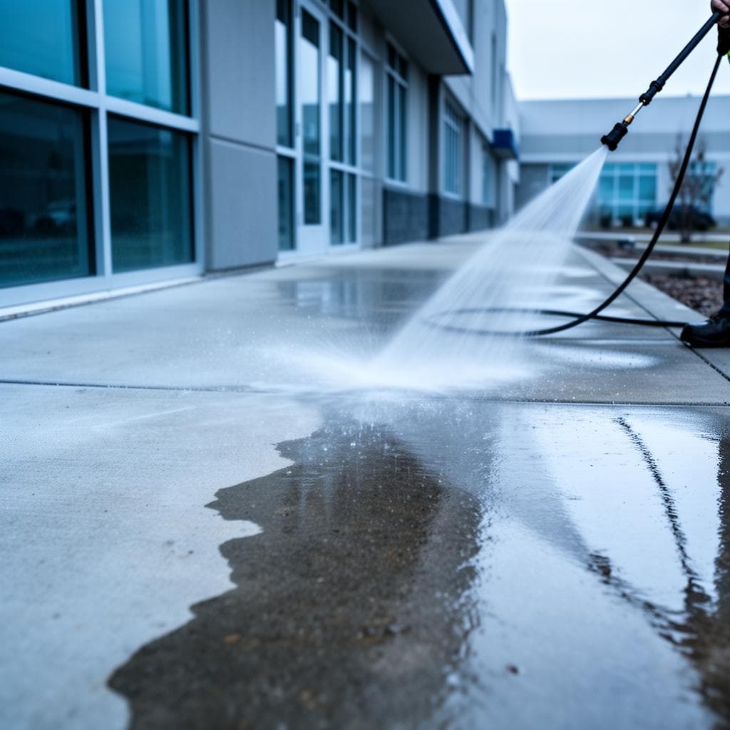 Commercial pressure washing on a Perth driveway